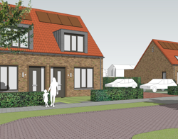 Impressie eengezinswoningen en seniorenwoningen (van links naar rechts)